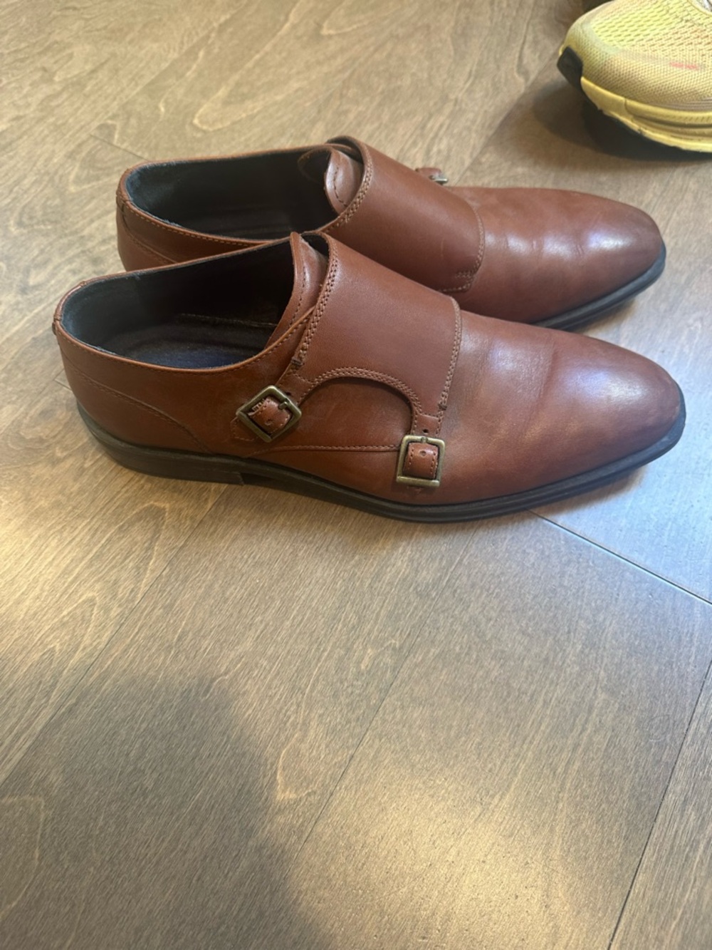 Cole Haan Brown Leather Double Monk Strap Oxfords